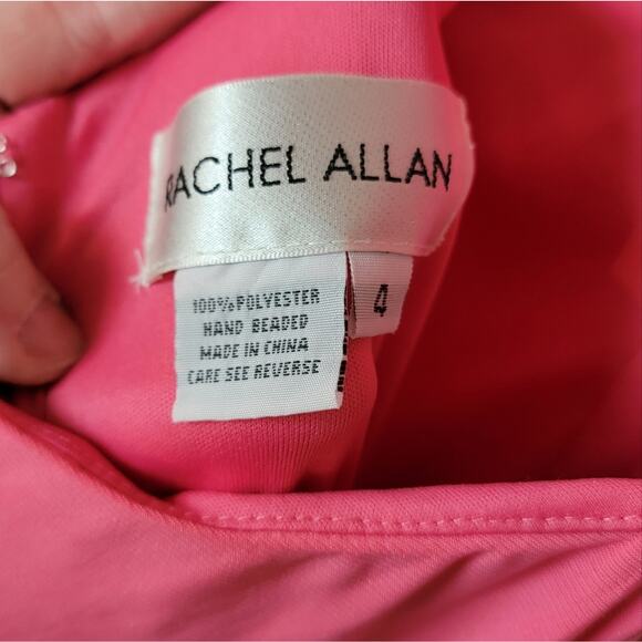 NWT Rachel Allan Hot Pink Halter Gown, Style # 7108, Sz 4 - Picture 10 of 11